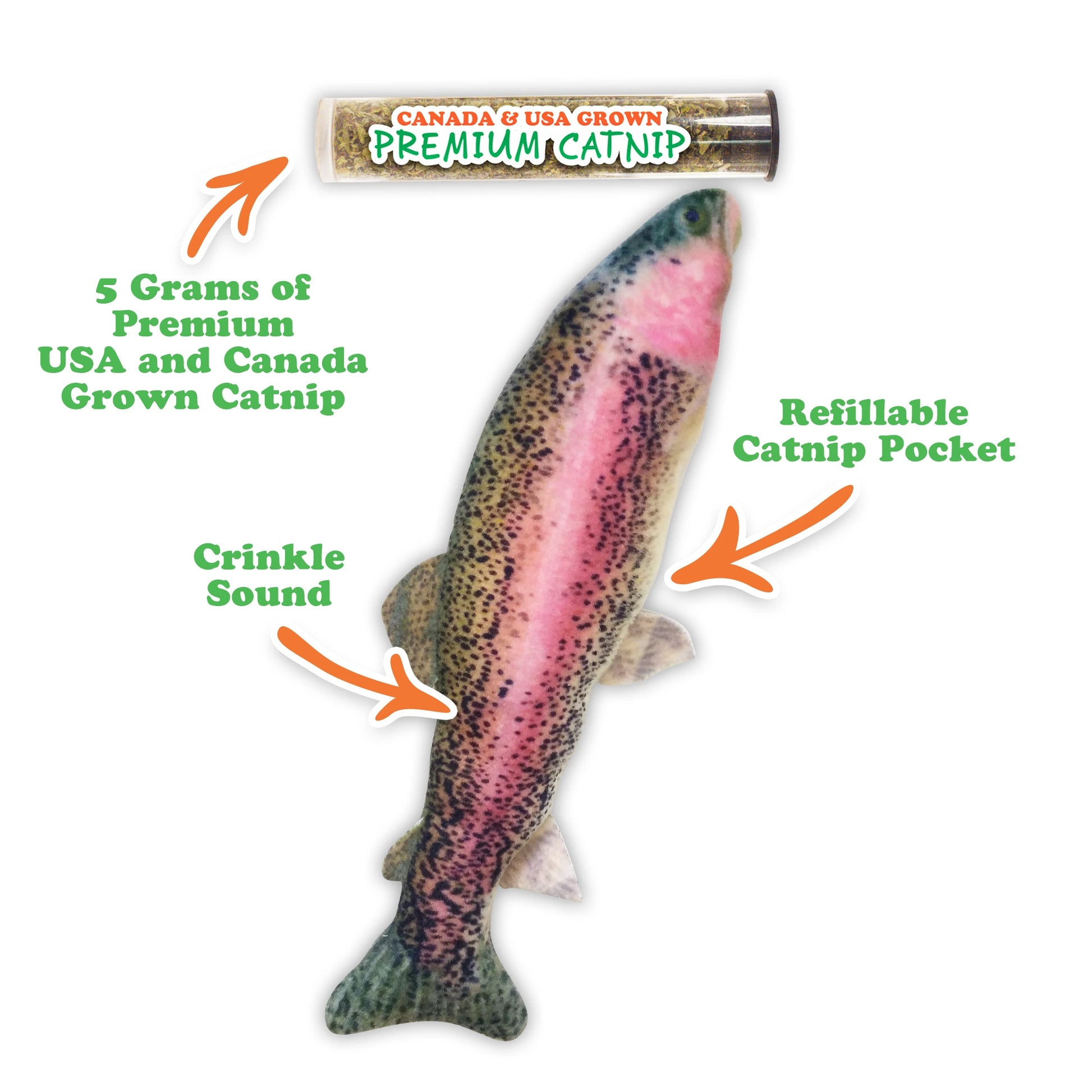 Meowijuana scratcher & rainbow trout toy bundle