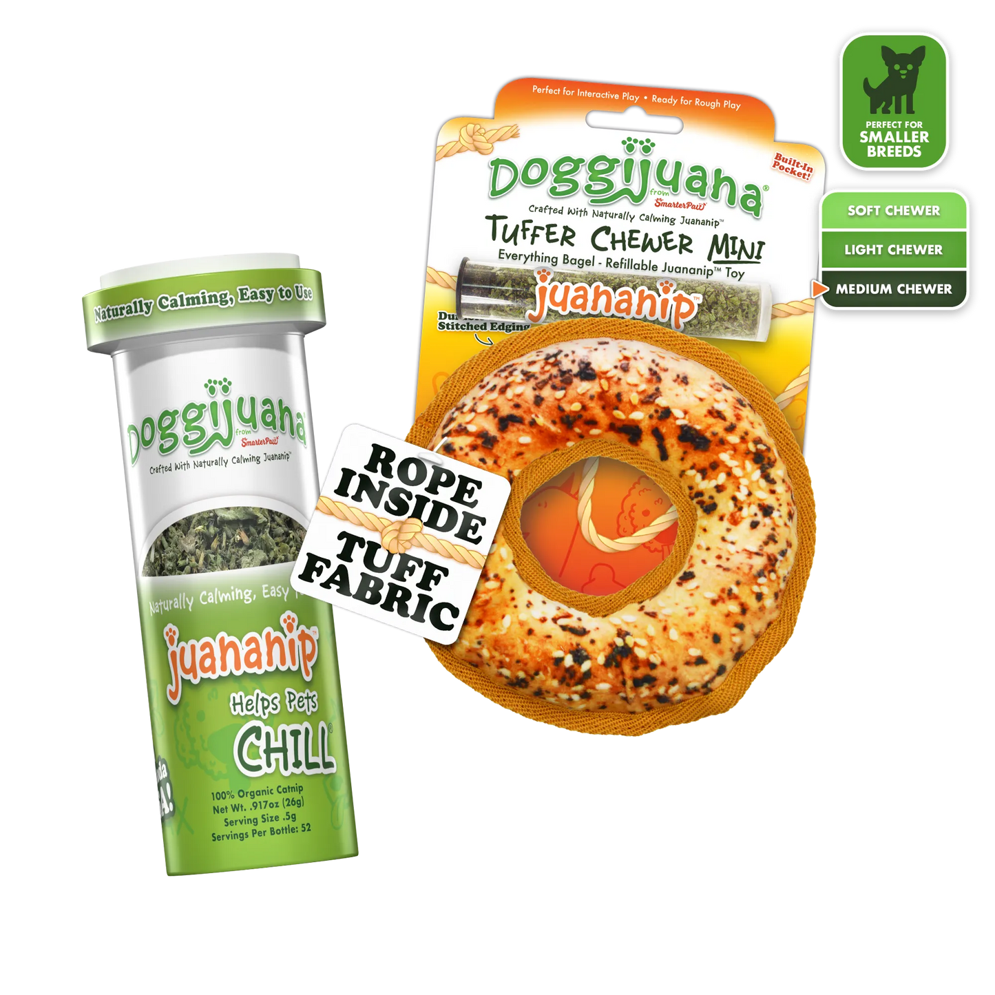 Tuffer Chewer Mini Doggi Duo Bundle - Everything Bagel & Juananip
