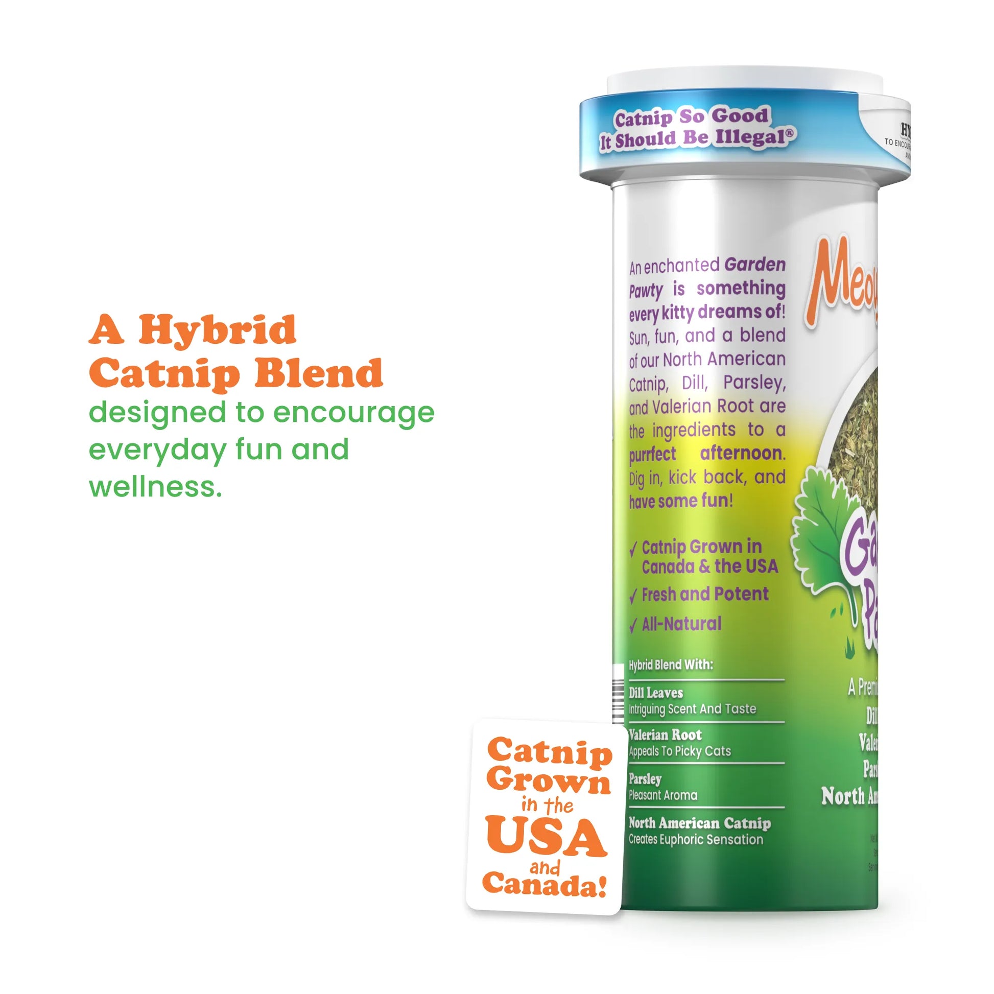 Catnip product packaging with features and benefits.