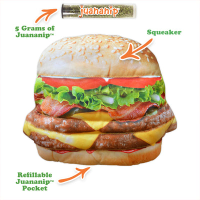 Get the Munchies Cheeseburger Refillable Dog Toy