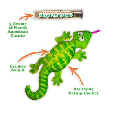 Get Kickin Loopy Green Lizard Refillable Cat Toy