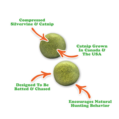 Meowijuana Purple Passion Whack’Ems cat toy balls – 2-pack of silvervine and catnip balls, great for picky cats.