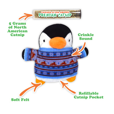 Get Waddled Cozy Penguin Refillable Cat Toy