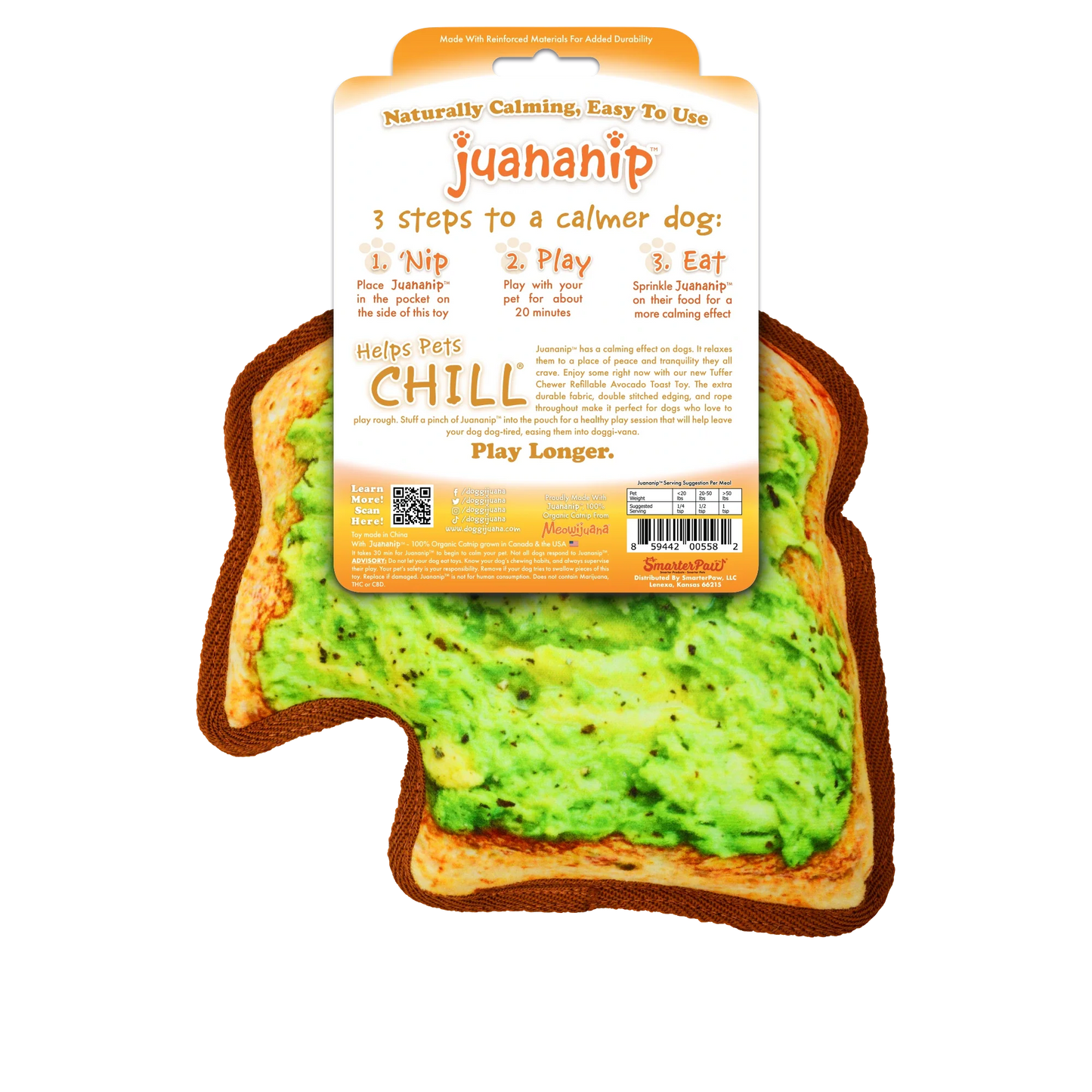 Tuffer Chewer Avocado Toast Refillable Dog Toy