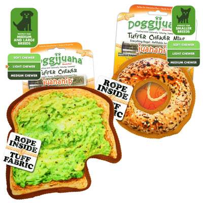 Avocado Toast and Bagel Tuffer dog toy bundle