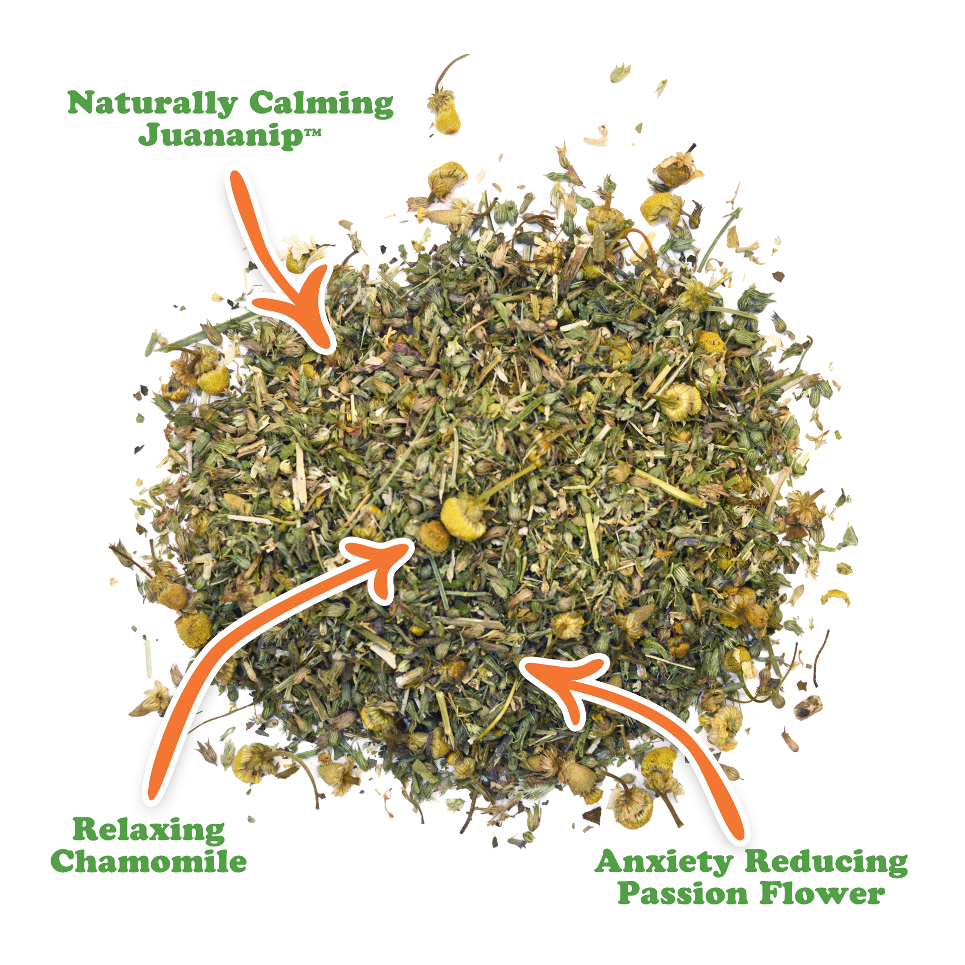 Werewolf dog toy with Juananip® chamomile & passion flower refill bottle.