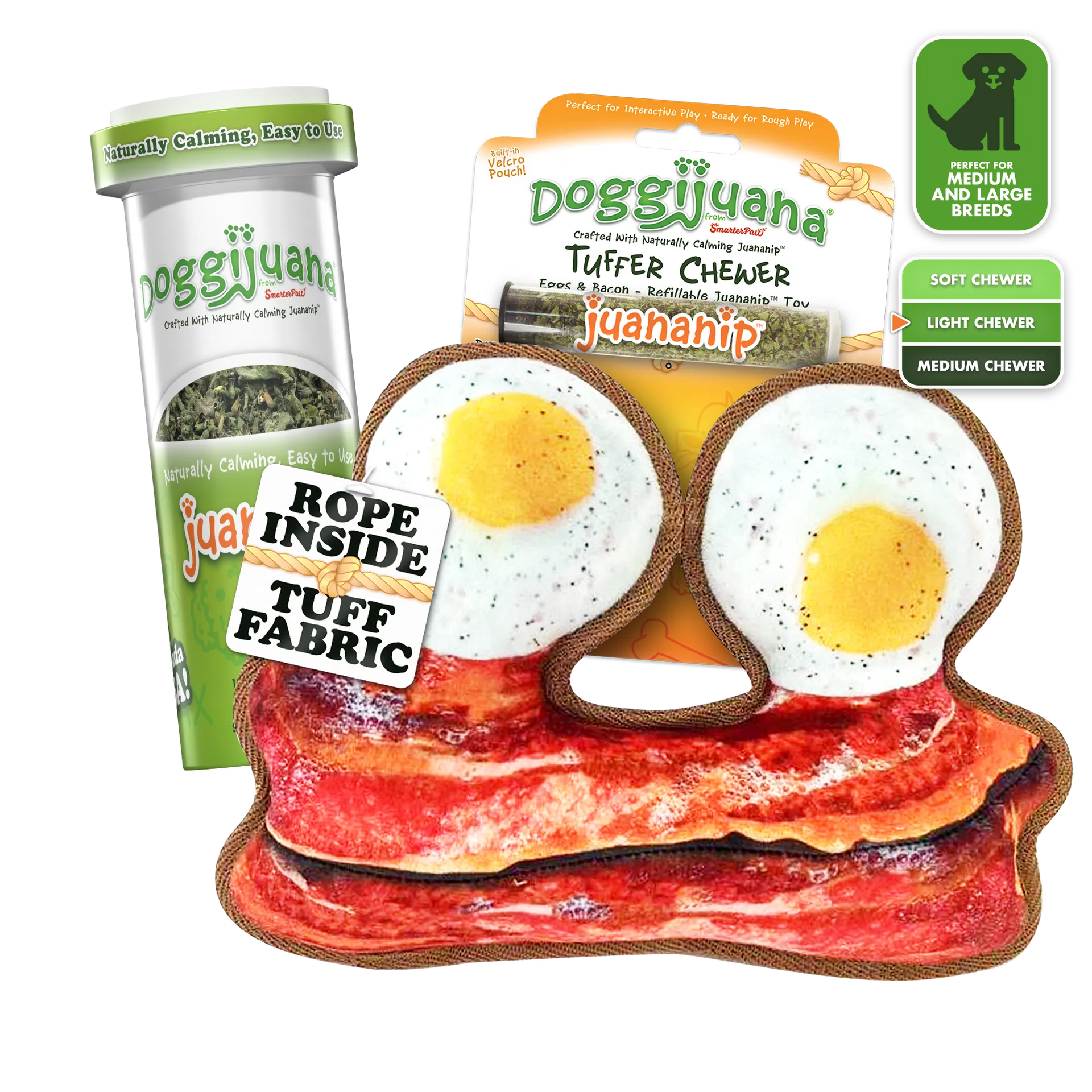 Tuffer Chewer Eggs & Bacon + Juananip® Bundle | Fun for Dogs