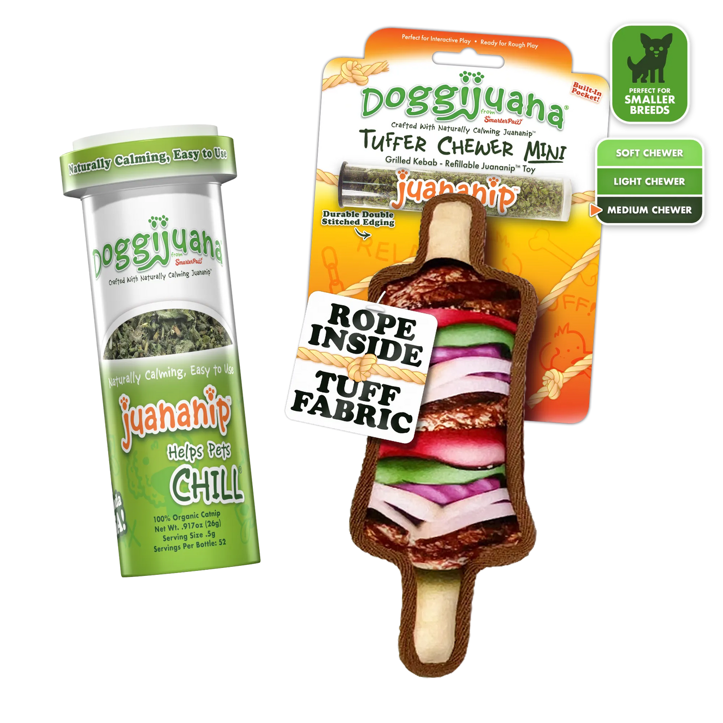 Tuffer Chewer Mini Doggi Duo Bundle - Grilled Kebab & Juananip