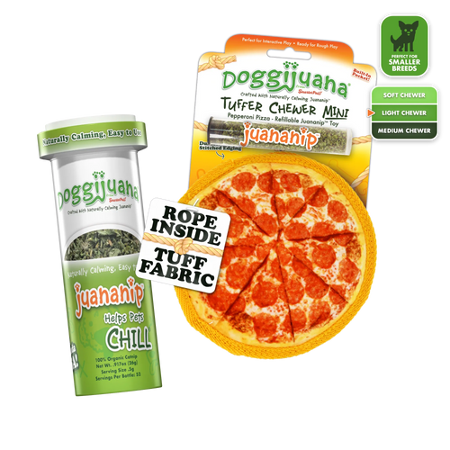 Tuffer Chewer Mini Doggi Duo Bundle - Pepperoni Pizza & Juananip