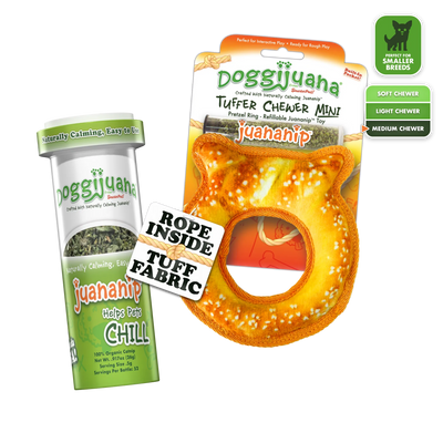 Tuffer Chewer Mini Doggi Duo Bundle - Pretzel Ring & Juananip