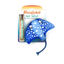 Front of packaging for Blue Stingray refillable catnip plush toy with tube of Meowijuana premium catnip.