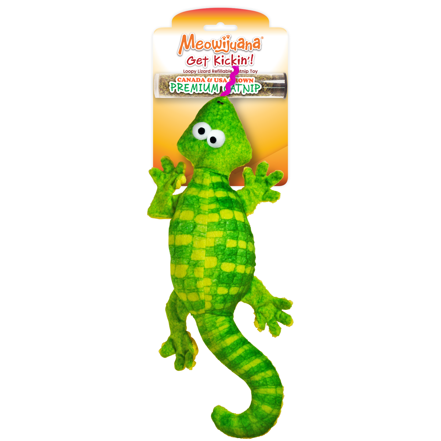 Get Kickin Loopy Green Lizard Refillable Cat Toy