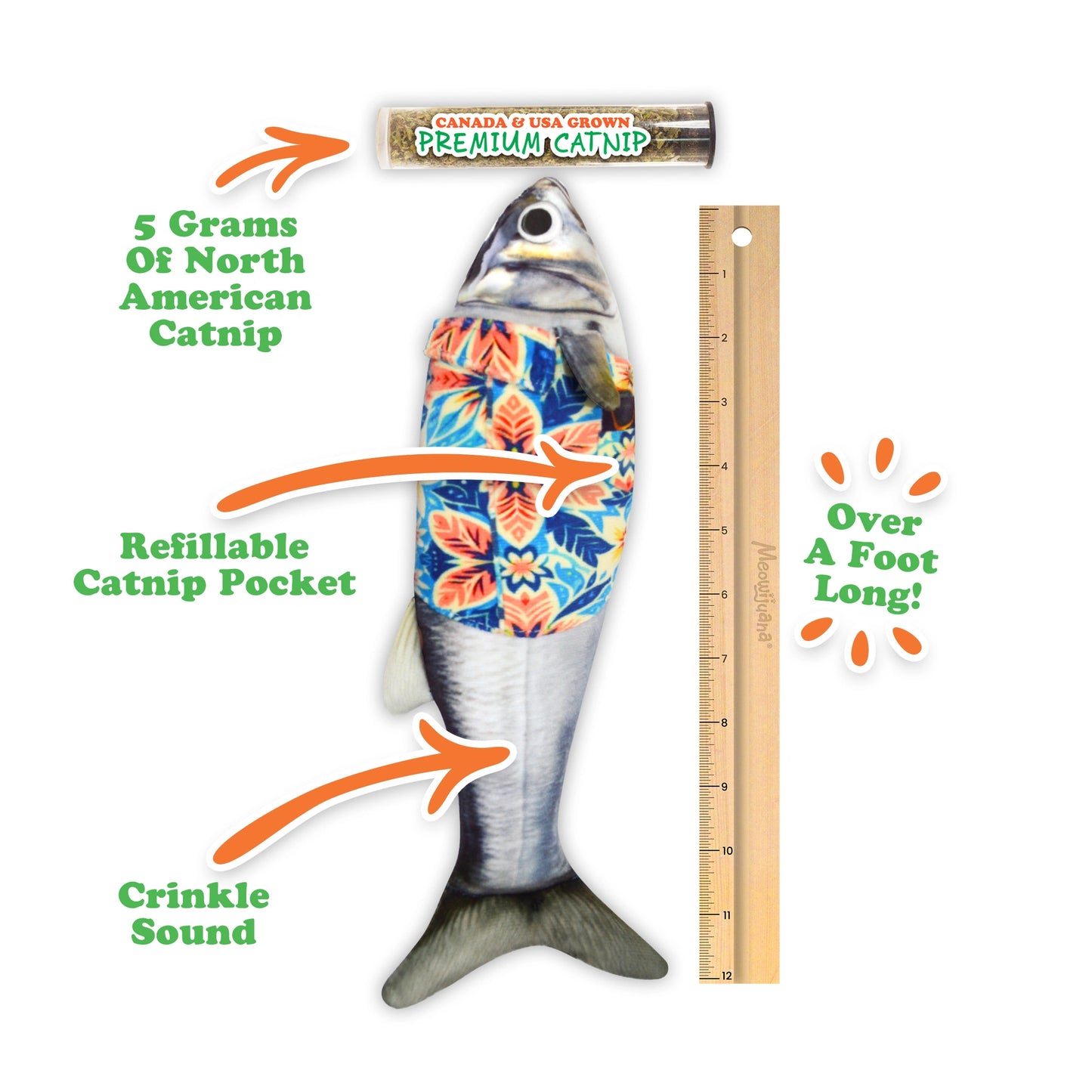 Get Kickin' Big Fishy Tourist Refillable Kicker Cat Toy