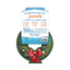 Back view of the Doggijuana Holiday Wreath packaging, detailing instructions for calming your dog with Juananip™ in three steps.