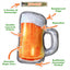 Close-up of beer mug dog toy with features: Juananip refillable pocket, squeaker, rope core, and double-layered fabric.
