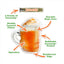 Features of the Pumpkin Spice Latte dog toy include double-layered fabric, Juananip pocket, and squeaker.