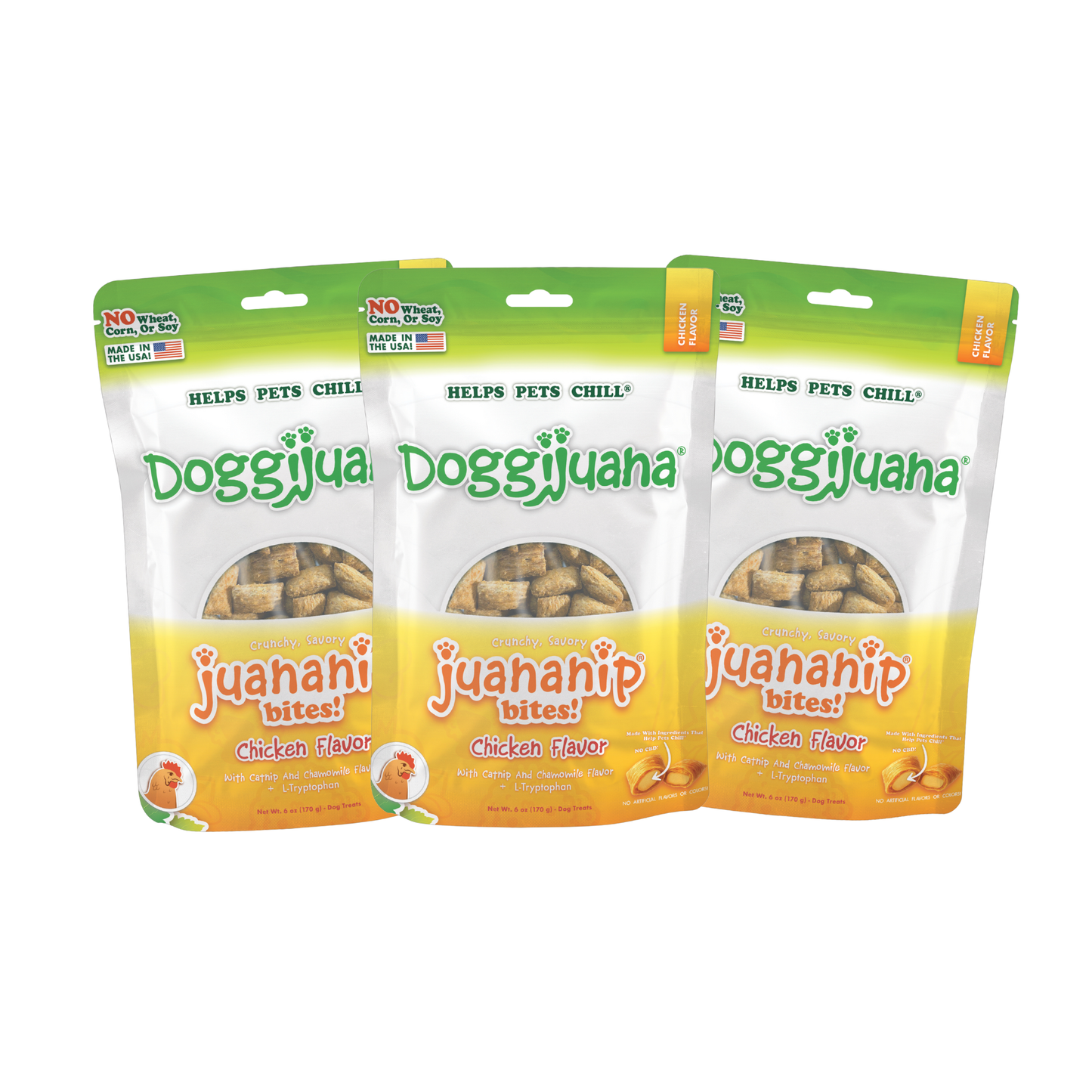 Doggijuana Juananip Bites Chicken Flavor 3-pack dog treats