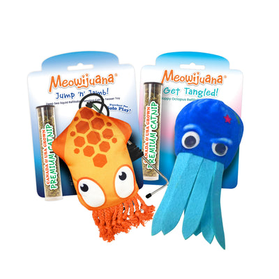 Meowijuana squid & octopus catnip toy bundle