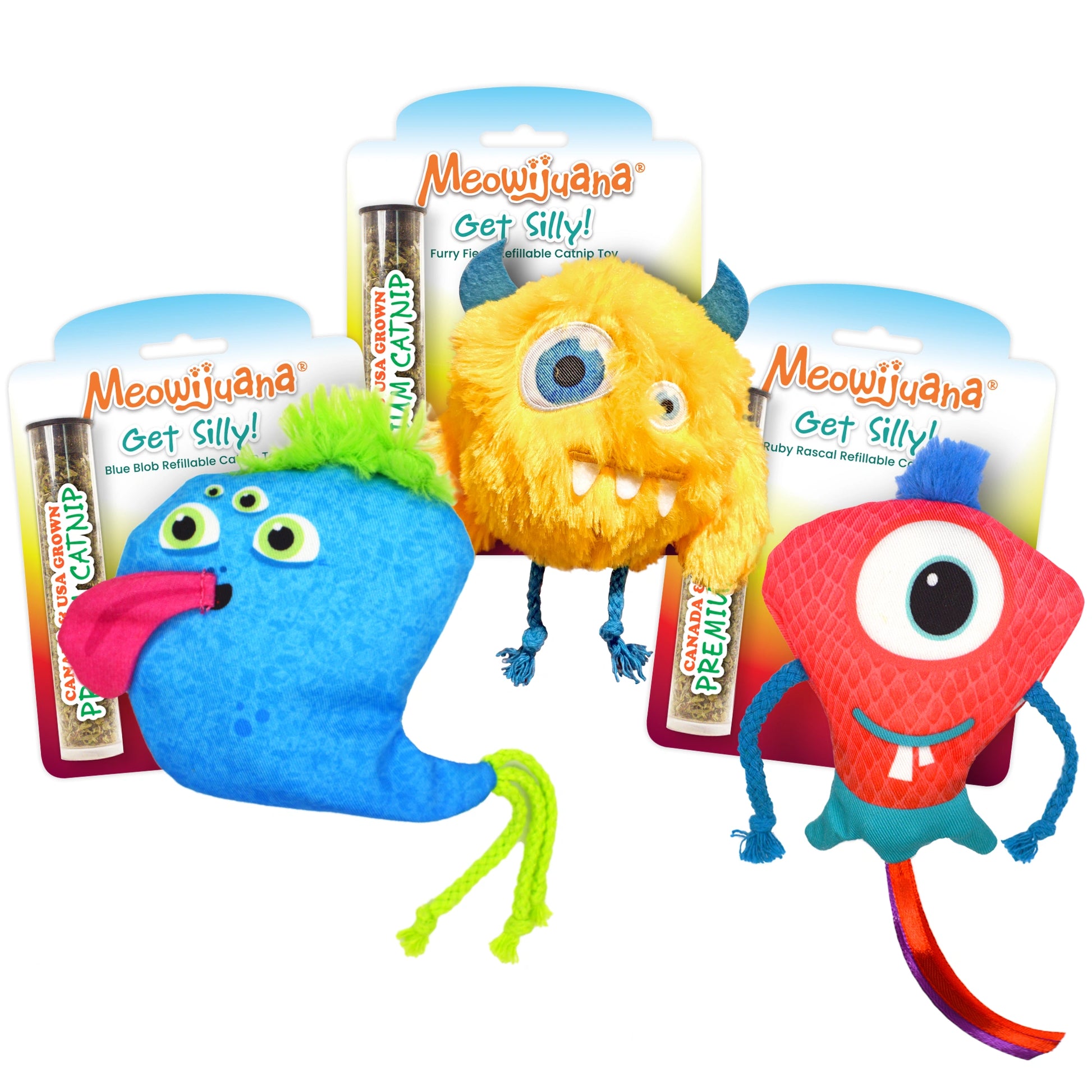 Meowijuana silly monster catnip toy trio